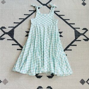 Remie Girl Sky Blue Checkered Dress